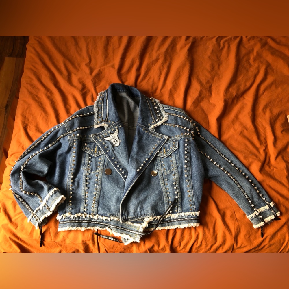 NWOT Kate Hewko Studded Denim Jacket